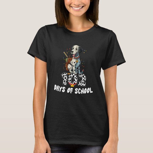 102 Days Of School Dalmatian Dog 102 Day Smarter K T Shirt (Framsida)