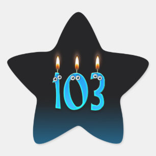 103-års födelsedagskakor och ögonkulor stjärnformat klistermärke