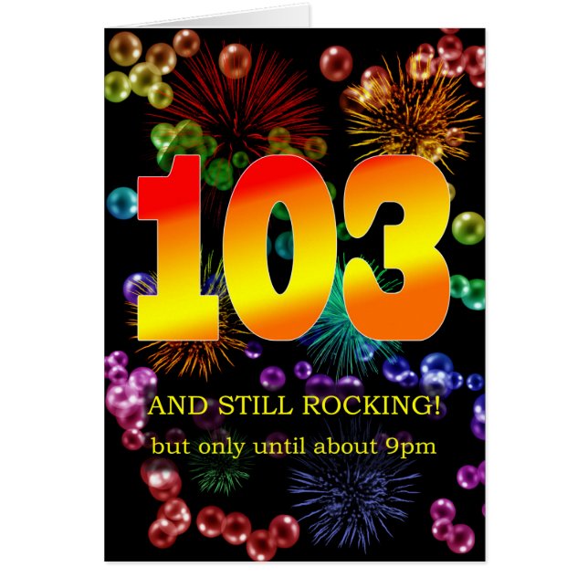 103:e födelsedag fortfarande hälsningskort (Framsidan)