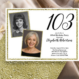 103rd Custom Photo White and Gold  Inbjudningar