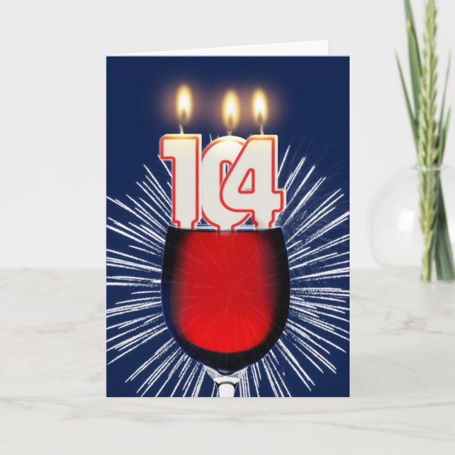 104:e födelsedagen med vin och ljus kort (Framsida)