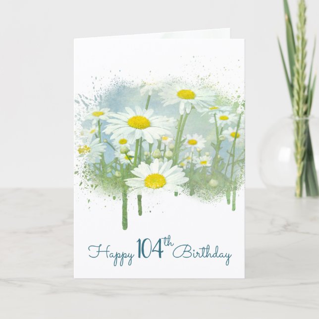 104th Birthday White Daisy Garden Kort (Framsida)
