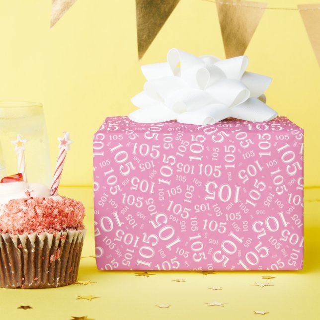 105-års födelsedag Rosa/Vit slumpmässig nummermöns Presentpapper (Födelsedagsfest)