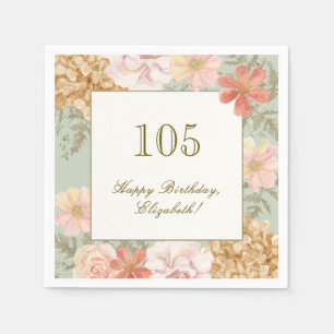 105-års födelsedag servett höstfärg blommande salv