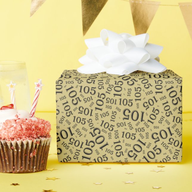105-års födelsedag Svart/Guld Slumpmässig nummer m Presentpapper (Födelsedagsfest)