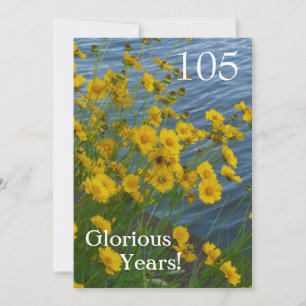 105:e födelsedagsfirandet/Gultens Blommigt+Vatten Inbjudningar