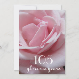 105:e födelsedagsfirandet!-Söt Rosa ros Inbjudningar