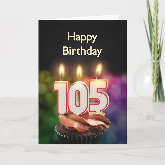 105:e födelsedagskort med ljus kort (Framsida)