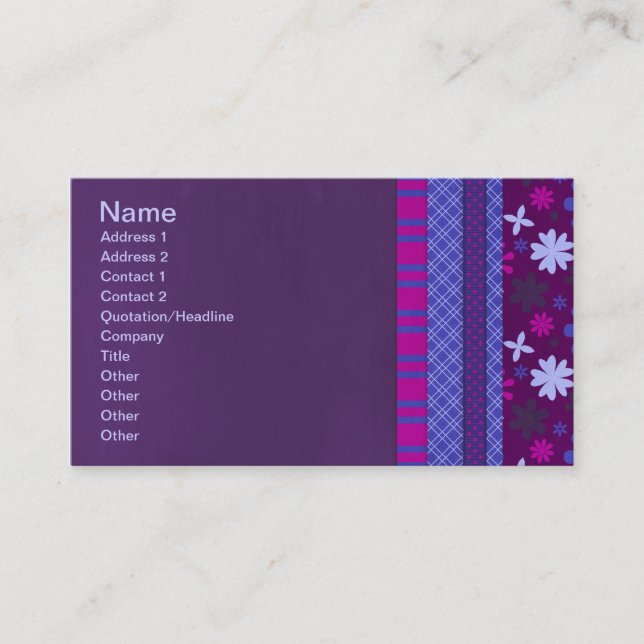 1066 LILA BLUE SHOCK ROSA BAKGRUND RAND SOLI VISITKORT (Framsida)
