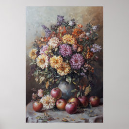 1069 Höstblommor och äpplen Poster