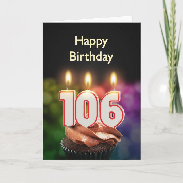 106:e födelsedagskort med ljus kort (Framsida)