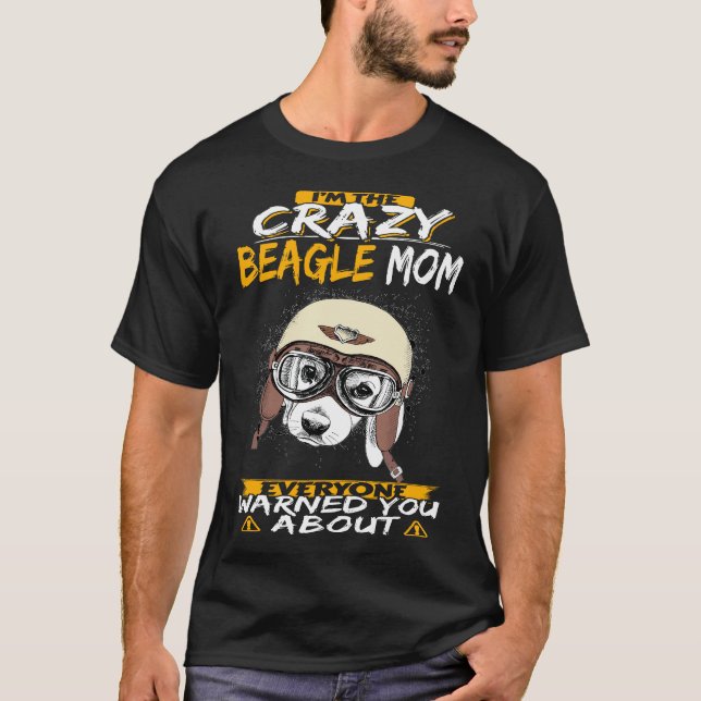 106 Jag är Crazy Beagle Mamma T Shirt (Framsida)