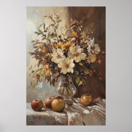 1070 höstblommor och äpplen poster