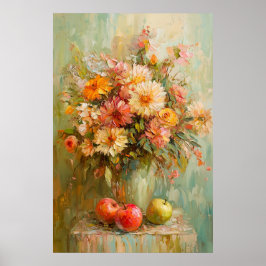 1071 Höstblommor och äpplen Poster