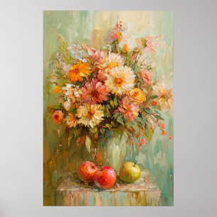 1071 Höstblommor och äpplen Poster