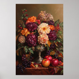 1073 Höstblommor och äpplen Poster