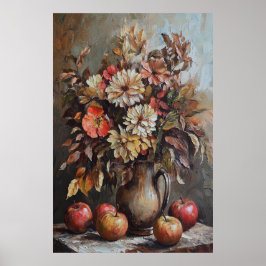 1074 Höstblommor och äpplen Poster