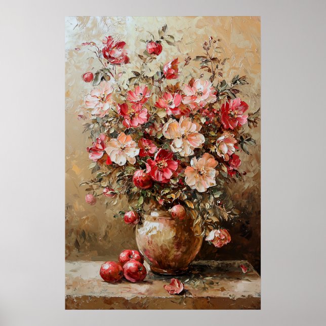 1075 höstblommor och äpplen poster (Framsidan)