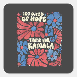 107 dagar av hopp tack kamala Groovy Fyrkantigt Klistermärke