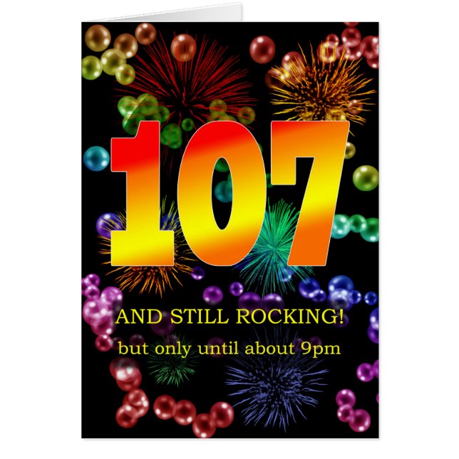 107:e födelsedag fortfarande hälsningskort (Framsidan)