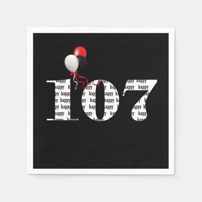 107:e Födelsedagsfestens ballonger Pappersservett (Framsidan)