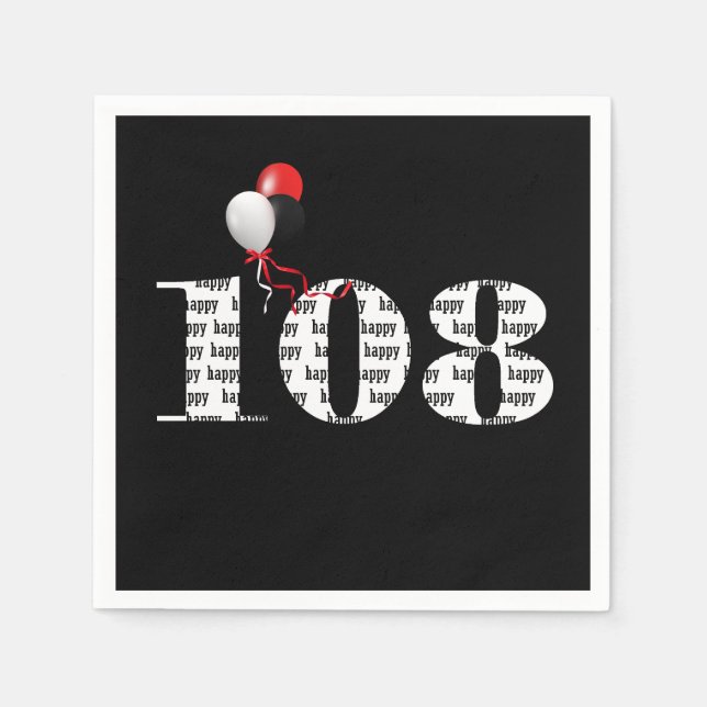 108:e Födelsedagsfestens ballonger Pappersservett (Framsidan)