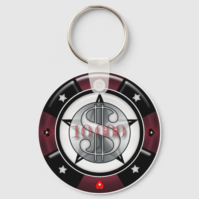 $10 000.00 Gambling Poker Chip Nyckelring (Framsida)