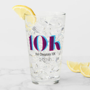 10 000 Tävling-Firande-fetstil, blå Lila grafik Glaskopp