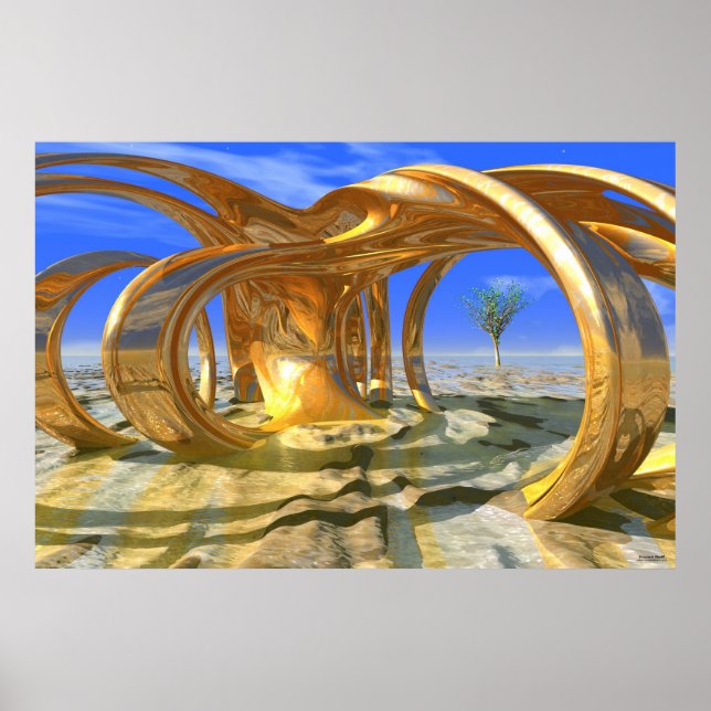 #10-02 Hacienda Sunrise: Golden 3D Sculpture Poster (Framsidan)