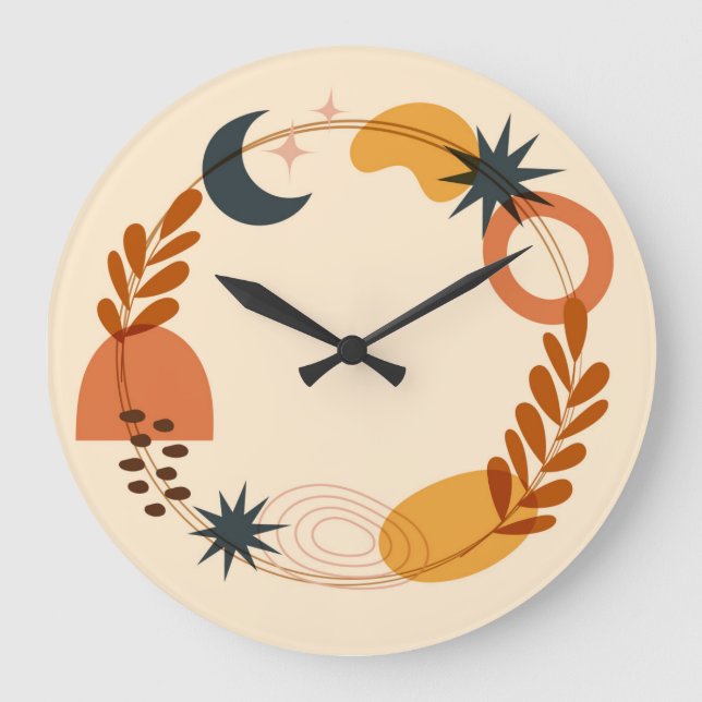 10,75-tums Boho Illustration Acrylic Round Clock Stor Klocka (Framsida)