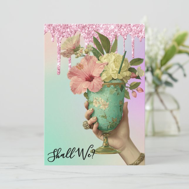 *~* 10 A101 FOTO Ombre Cocktail  MOGENBRUDSTÅRTA Inbjudningar (Stående Fram)