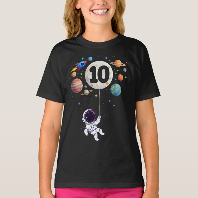 10 Åldersdag Astronaut 10:e födelsedagen T Shirt (Framsida)