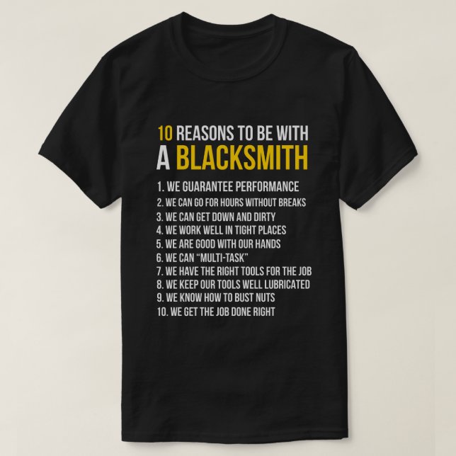 10 anledningar till att vara med en Blacksmith-fun T Shirt (Design framsida)