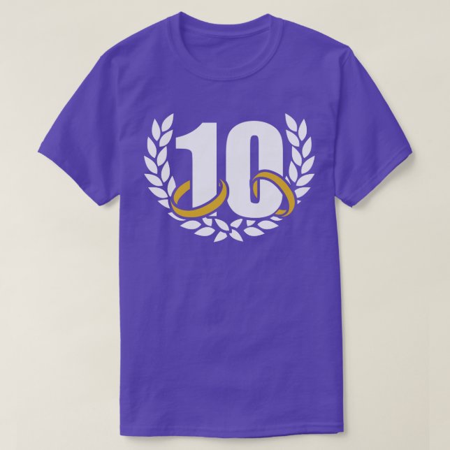 10 år 10 år efter bröllop-årsjubileet t shirt (Design framsida)