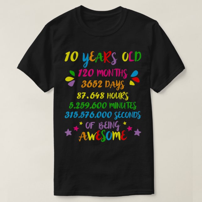 10 år 120 månader Födelsedag Math Nerd Geeky Girl T Shirt (Design framsida)