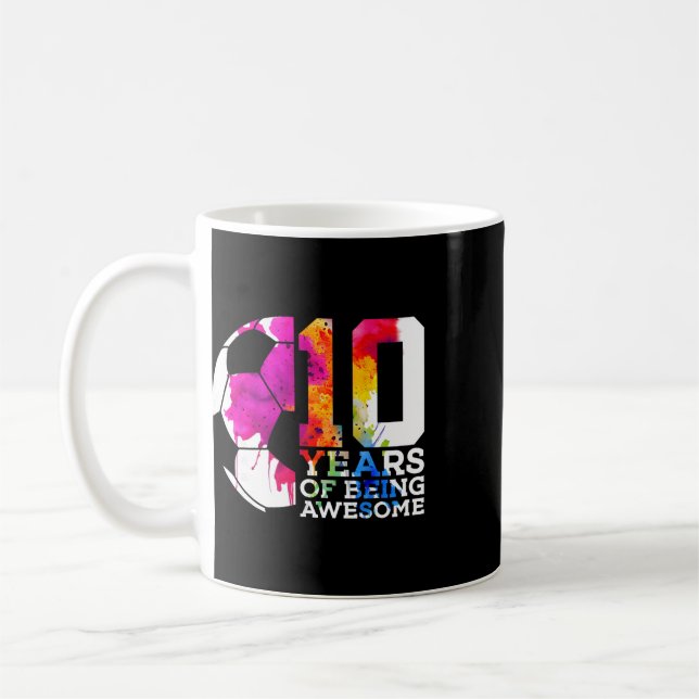 10 år av att vara Awesome Soccer 10-årsdag  Kaffemugg (Vänster)
