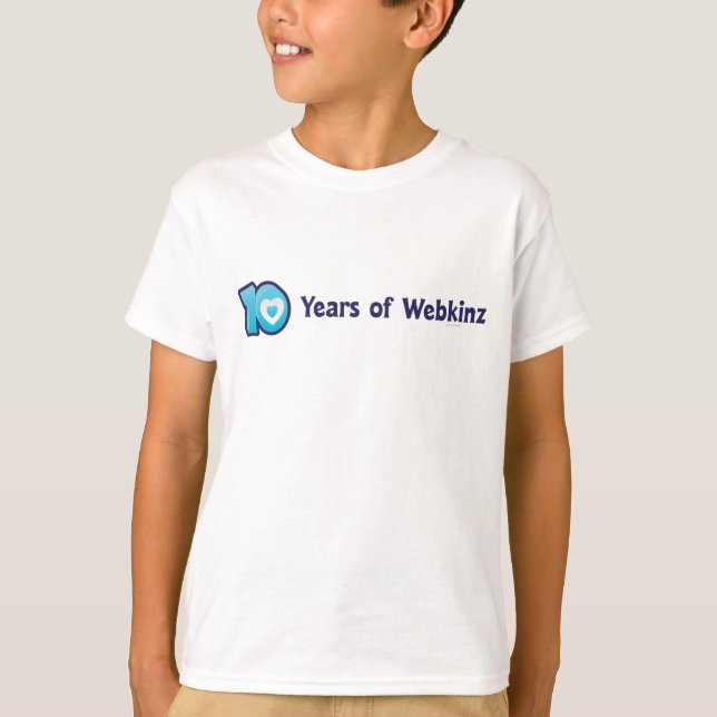 10 år av den Webkinz logotypen Tee Shirt (Framsida)