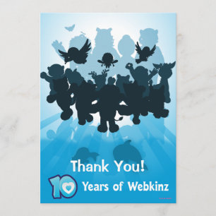 10 år av den Webkinz silhouetten Tack Kort