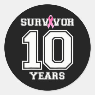 10 år Bröstcancer överlevande för kvinnors Rosa Runt Klistermärke