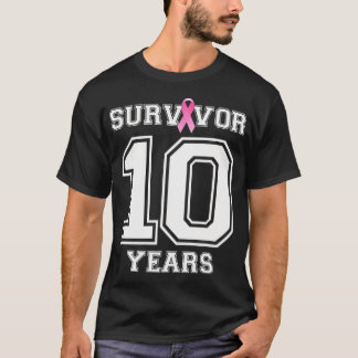 10 år Bröstcancer överlevande för kvinnors Rosa T Shirt