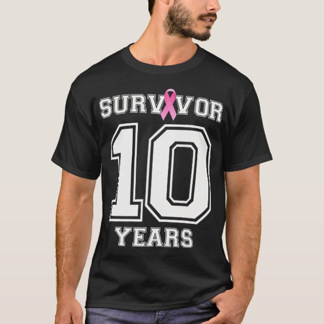 10 år Bröstcancer överlevande för kvinnors Rosa T Shirt (Framsida)