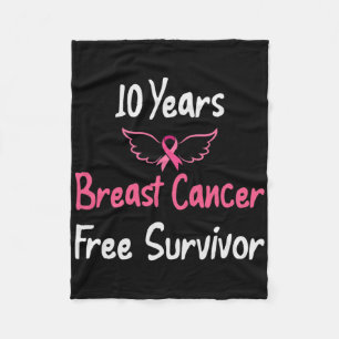 10 år Bröstcancerfri Rosa Bröstcancer Sur Fleecefilt