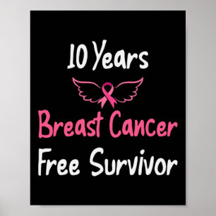 10 år Bröstcancerfri Rosa Bröstcancer Sur Poster