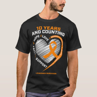 10 år Cancer Free Gift Manar Kvinnor Orange Leukem T Shirt