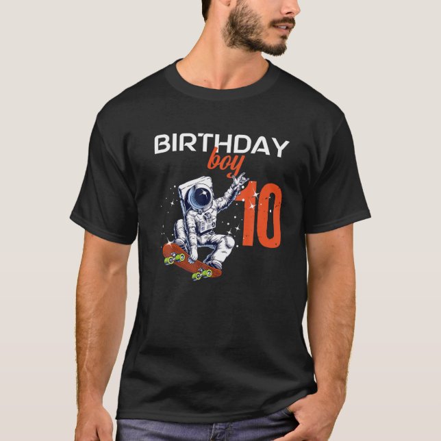 10 år gammal astronaut Space Skate, 1 T Shirt (Framsida)