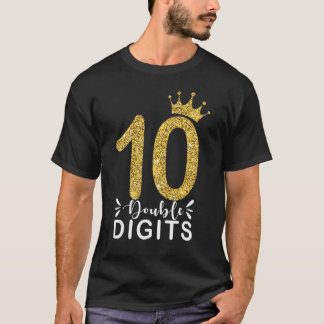 10 år gammal Dubbla siffror 10-års födelsedag fli T Shirt