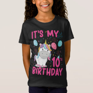 10 år gammal enhörning som blommar 10:e födelse t shirt