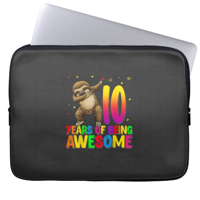 10 år gammal födelsedags sengångare dabbar 10-årsd laptop fodral (Framsidan)