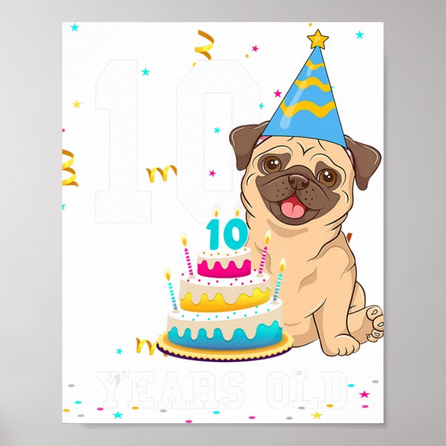 10 år gammal födelsedagsgytte Hund älskare Party K Poster (Framsidan)