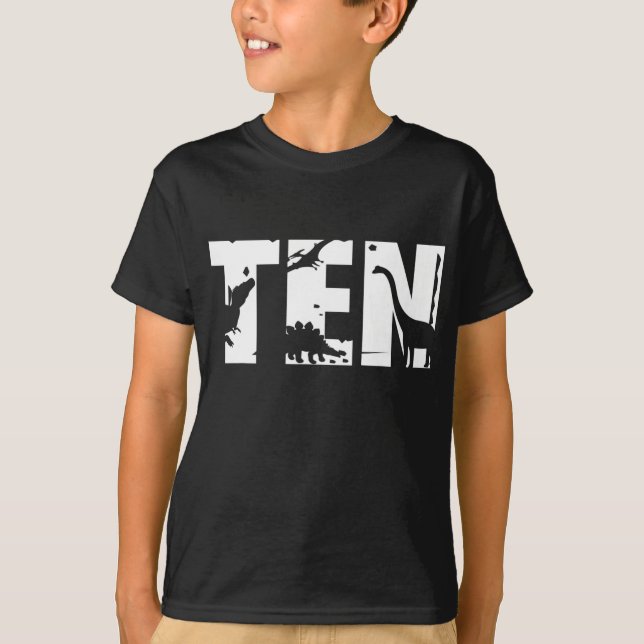 10 år gammal födelsedagspojke Dinosaur t Rex Gift  Shirt (Framsida)